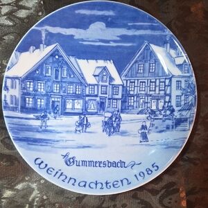 Gummersbach Blue Ceramic Plate - Weihnachten 1985